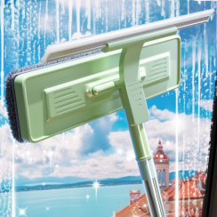 3 Pks Double Sided Window Glass Mirror Cleaning Rubber Squeegee Wiper with Long Handle